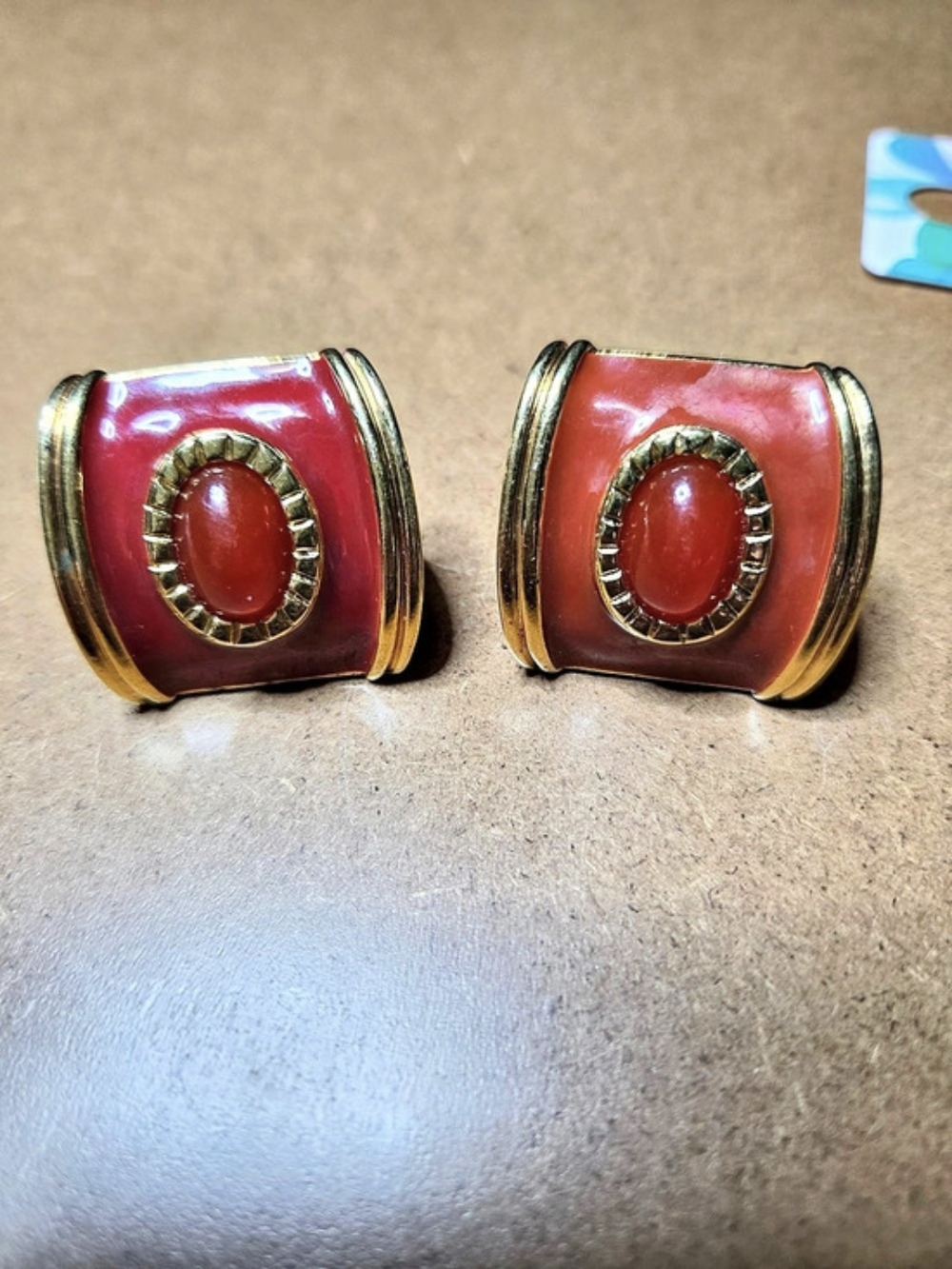 002 - Avon Red & Gold Clip-On Earrings